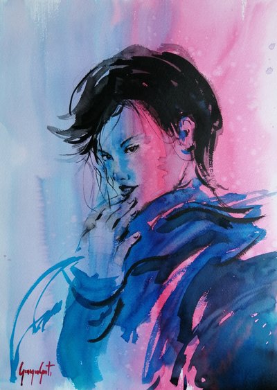 Retrato Dinâmico em Rosa e Azul de Giorgio Gosti