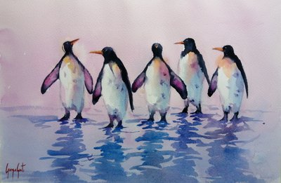 Cinco pinguins a caminhar de Giorgio Gosti
