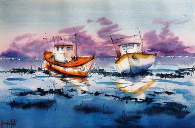 Reflexões sobre os barcos na maré baixa de Giorgio Gosti