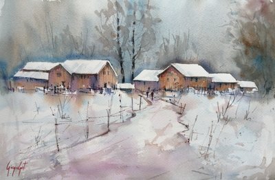 Aldeia rústica de inverno de Giorgio Gosti