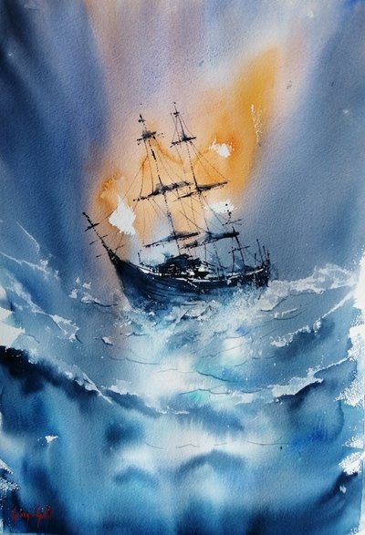 Navio no mar tempestuoso de Giorgio Gosti