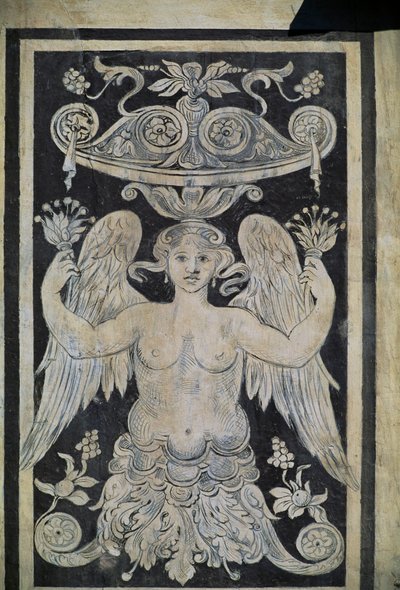 Figura alegórica, de Giorgio Vasari, Tommaso Battista del Verrocchio e Alessandro Forzori, Palazzo dei Cavalieri ou Palazzo della Carovana, Piazza dei Cavalieri, Pisa, Toscana, Itália de Giorgio Vasari