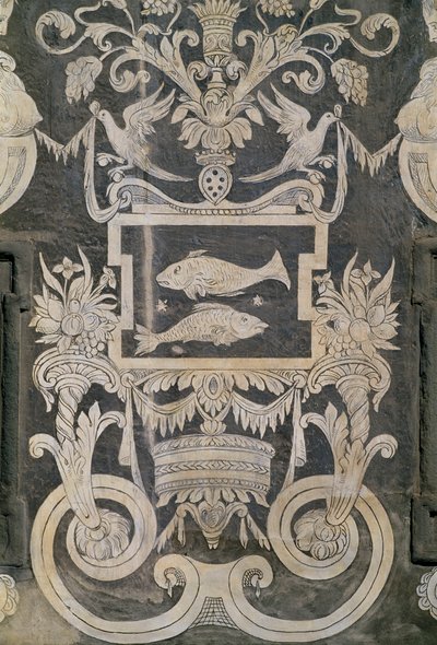 Figuras alegóricas e signos zodiacais, de Giorgio Vasari, Tommaso Battista del Verrocchio e Alessandro Forzori, Palazzo dei Cavalieri ou Palazzo della Carovana, Piazza dei Cavalieri, Pisa, Toscana, Itália de Giorgio Vasari