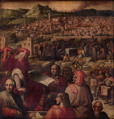 Arnolfo di Cambio mostra o plano de ampliar Florença, 1563-1565 de Giorgio Vasari