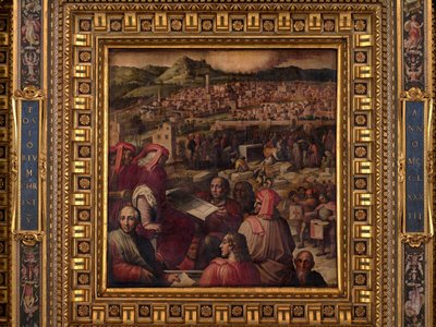 Arnolfo mostra plano de ampliação de Florença de Giorgio Vasari