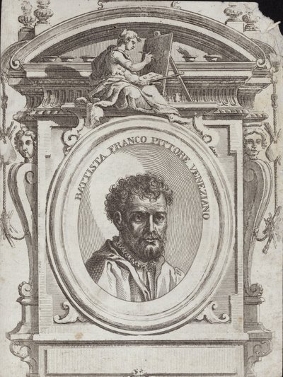 Batista Franco Veneziano, nascido como Giovanni Battista Franco, um artista italiano. Gravura Giorgio Vasari de Giorgio Vasari