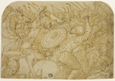 Escaramuça de Cavalaria (reto); Esboço Arquitetônico (verso) de Giorgio Vasari