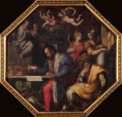 Cosimo estuda a tomada de Siena, 1563-1565 de Giorgio Vasari