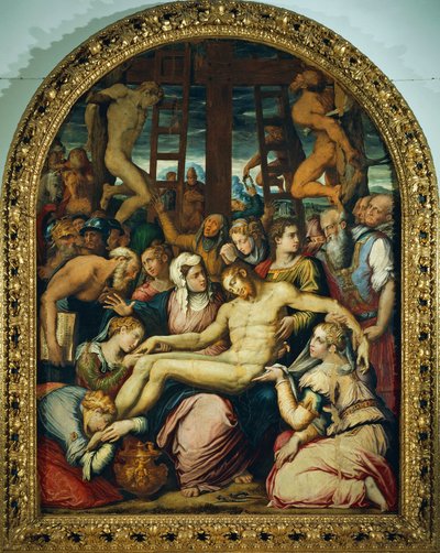 Lamentação sobre o Cristo Morto depositado da Cruz, por Giorgio Vasari (1511-1574), óleo sobre painel, 295x222 cm. de Giorgio Vasari