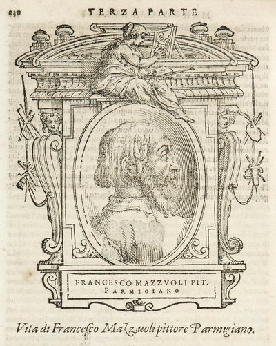 Milão, Biblioteca Braidense, Vite de piv excellent, Giorgio Vasari 1568, Francesco Mazzuoli chamado Il Parmigianino de Giorgio Vasari