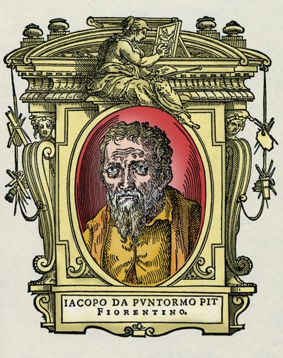 Retrato de Jacopo (Iacopo) Carrucci disse il Pontormo (Pontormo) (1494-1556) pintor italiano. Gravura do deleite "" Vidas dos mais excelentes pintores, escultores e arquitetos "" (Le Vite de