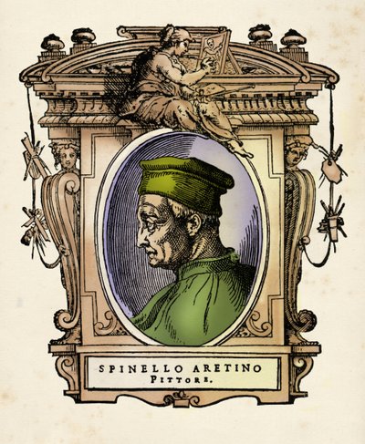 Retrato de Spinello Aretino (ne Spinello di Luca Spinelli) (1350-1410) Gravura de "" Vidas "" de Giorgio Vasari (1511-1574) 1568 de Giorgio Vasari