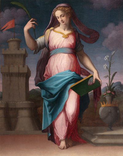 Santa Bárbara (Santa Bárbara) - Pintura de Giorgio Vasari (1511-1574), óleo sobre tela de Giorgio Vasari
