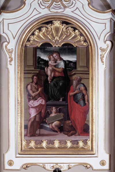 Virgem rodeada por São João Batista e São Jerônimo (óleo sobre tela de Giorgio Vasari