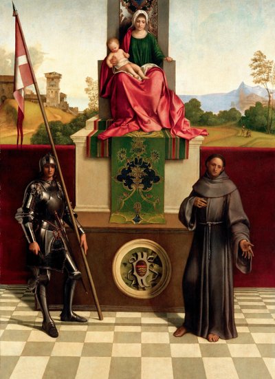 Madonna e criança entre santos Francis e Nicasius Castelfranco Madonna, ca 1503-1504. de Giorgione da Castelfranco