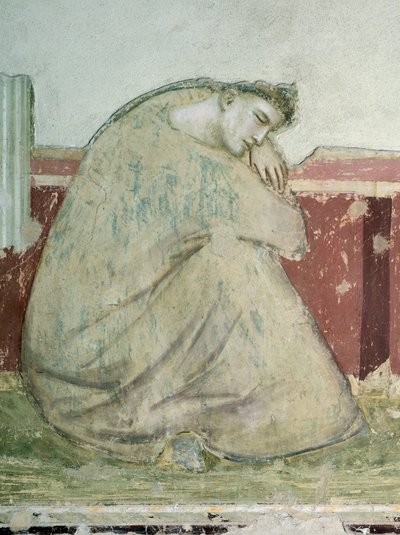 Aparição de São Francisco a Santo António, por Giotto (1267-1337), fresco, Detalhe, Basílica de Santa Croce, Capela Bardi, Florença,1325-1330 de Giotto (c.1266 1337)