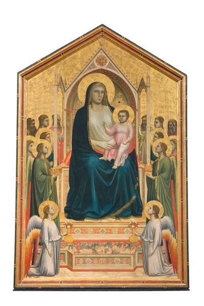 Madonna mit Kind auf dem Thron mit Engeln und Heiligen, "Ognissanti Maestà" von Giotto (c.1266-1337)