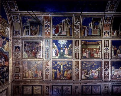 Vista da parede norte que representa cenas da Vida da Virgem e da Vida de Cristo, c.1305 (fresco) de Giotto (c.1266 1337)