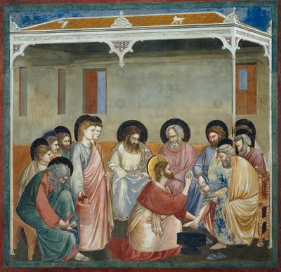 Lavagem dos pés, detalhe da Vida e Paixão de Cristo, por Giotto de Giotto (c.1266 1337)