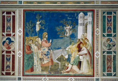 A entrada de Jesus em Jerusalém, Detalhe da Vida e Paixão de Cristo, por Giotto de Giotto (c.1266 1337)