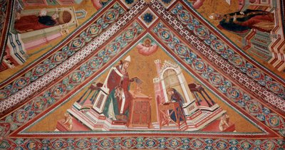 Os Doutores da Igreja: Papa Gregório I, o Grande (fresco de Giotto (c.1266 1337)
