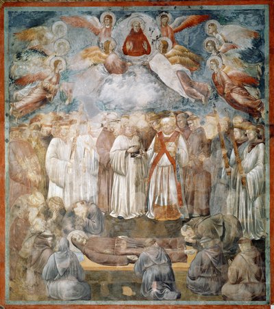 O funeral de São Francisco de Assis e a verificação dos estigmas - Fresco de Giotto (c.1266 1337)