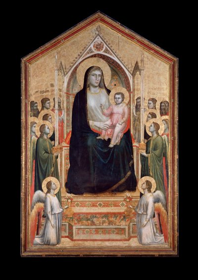 Virgem em majestade, rodeada de santos (tempera sobre madeira, c.1310) de Giotto (c.1266 1337)