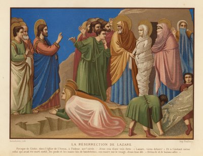 Elevação de Lázaro (cromolitho) de Giotto di Bondone (after)