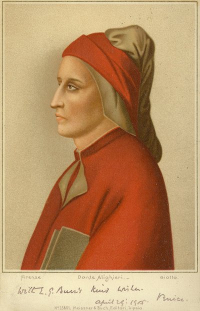 Dante Alighieri (c1265-1321), poeta italiano (cromolito) de Giotto di Bondone