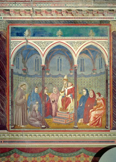 São Francisco Pregando um Sermão ao Papa Honório III, 1297-99 de Giotto di Bondone