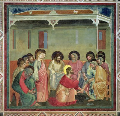 Cristo Lavando os Pés dos Discípulos, c.1305 (pós-restauração) (veja também 65194) de Giotto di Bondone