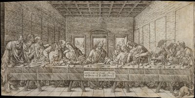 A Última Ceia, com um Spaniel, c. 1500. de Giovan Pietro Birago