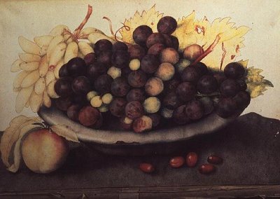 Uvas com um pêssego de Giovanna Garzoni