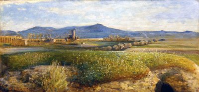 A Campagna Romana (óleo sobre painel) de Giovanni Costa