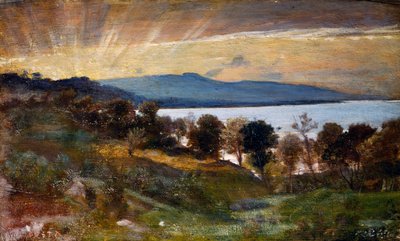 Paisagem com efeito solar, pintura de Nino Costa (1826-1903), Itália de Giovanni Costa