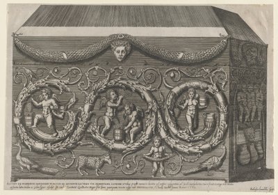 Espelho da magnificência romana: Sarcófago decorado com arabescos, 1582., 1582 de Giovanni Ambrogio Brambilla