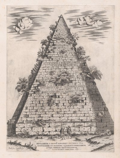 Espelho da magnificência romana: Pirâmide de Caio Céstio, 1582., 1582 de Giovanni Ambrogio Brambilla