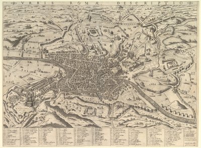 Vista da Roma Moderna do Ocidente, 1590 de Giovanni Ambrogio Brambilla