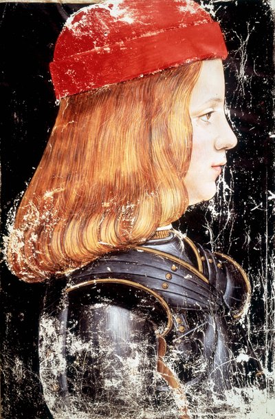Retrato de Maximilian Sforza (1490 - 1530). Miniatura de Giovanni Ambrogio De Predis (c. 1455 - 1508). de Giovanni Ambrogio de Predis