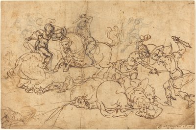 Soldados lutando de Giovanni Andrea Ansaldo
