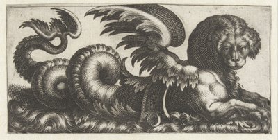 Selo alado com uma espécie de sela nas costas Frísios com monstros marinhos (título da série) de Giovanni Andrea Maglioli