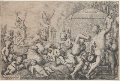 Bacanal com Altar, Fauno e Sileno de Giovanni Andrea Podesta