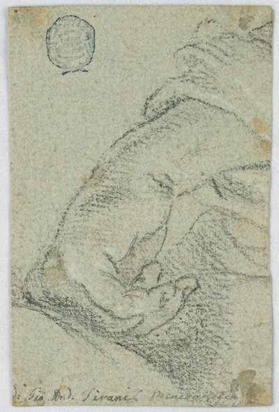 Desenho, Estudo: Uma mão esquerda numa posição inclinada, ca. 1650 de Giovanni Andrea Sirani