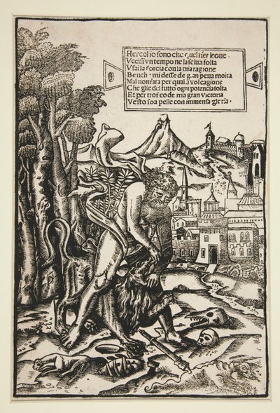 Hércules e o Leão da Nemeia de Giovanni Andrea Vavassore