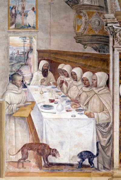 Bento recebe farinha em abundância e alimenta os monges de Giovanni Antonio Bazzi Sodoma