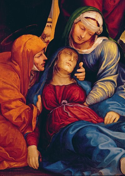 Detalhe da Deposição (retábulo) mostrando Madonna desmaiando de Giovanni Antonio Bazzi Sodoma