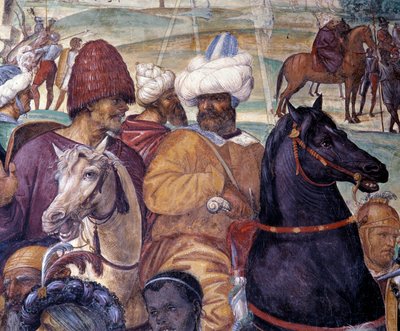 Como Benedito prevê a destruição do Monte Cassino Detalhe - afresco do claustro feito por Antonio Bazzi dit il Sodoma (1477 - 1549) relatando a vida de São Bento de Nursie (480 - 567) fou de Giovanni Antonio Bazzi Sodoma