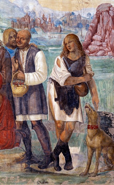 Como Bento ensina a santa doutrina aos camponeses que o visitam Afresco detalhado do claustro realizado por Antonio Bazzi dit il Sodoma (1477 - 1549) relatando a vida de São Bento de Nursie (480 - 567) fundador da Ordem de Bento 1503 - de Giovanni Antonio Bazzi Sodoma