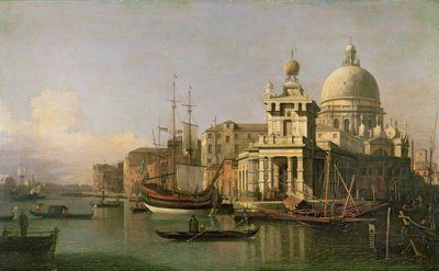 Uma visão da Dogana e Santa Maria della Salute de Giovanni Antonio Canal