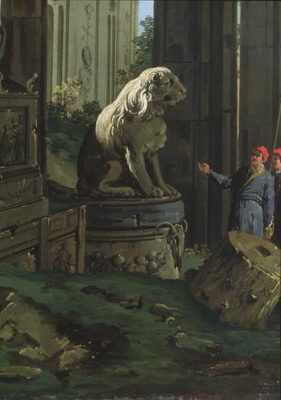 Detalhe de "Capriccio com motivos de Pádua", c.1756 de Giovanni Antonio Canal
